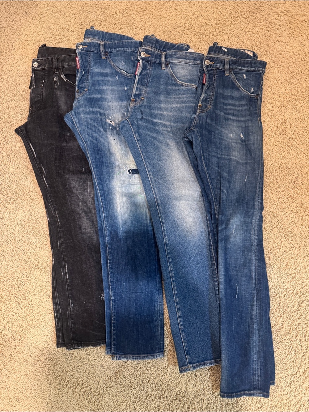 DSQUARED2 Slim Distressed Jeans in Blue and Black